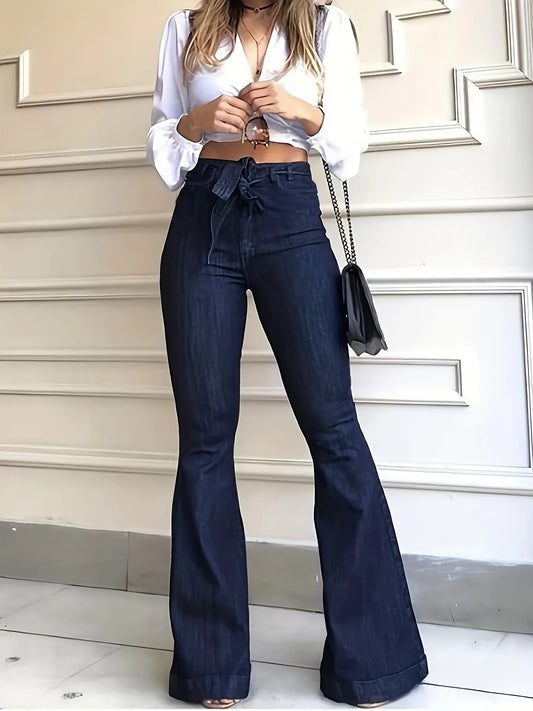 Women's Navy Blue Flared Denim Pants